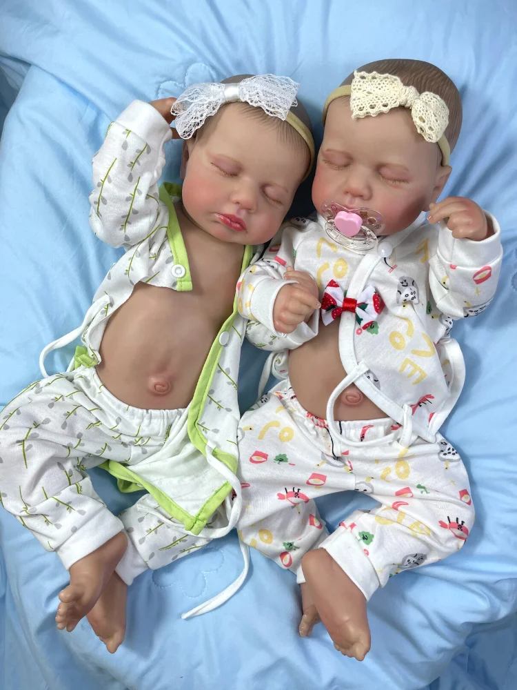 

20Inch Already Painted Reborn Doll LouLou Twins Full Vinyl Body Washable 3D Skin Visible Veins Lifelike Newborn Toy For Girls