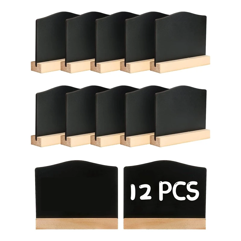 

12PCS Kitchen Notes Chalk Boards Small Blackboard Message Tabletop Board With Stands 10X7.2Cm