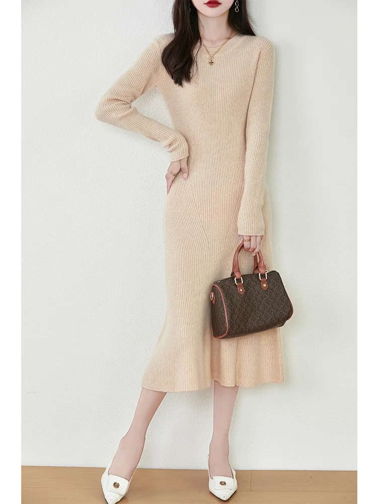 Women's Pure Wool Knitted Long Dress