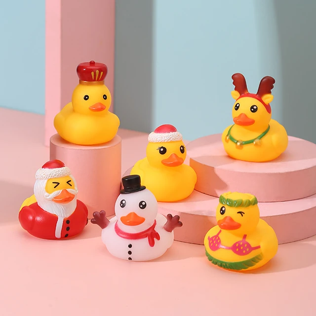 6 stück Gummi Ente Familie Weihnachten Squeak Ducks Auto Dekorationen Party  Favors Bad Ente Spielzeug Weihnachten Geschenk für Kinder Erwachsene freund  - AliExpress