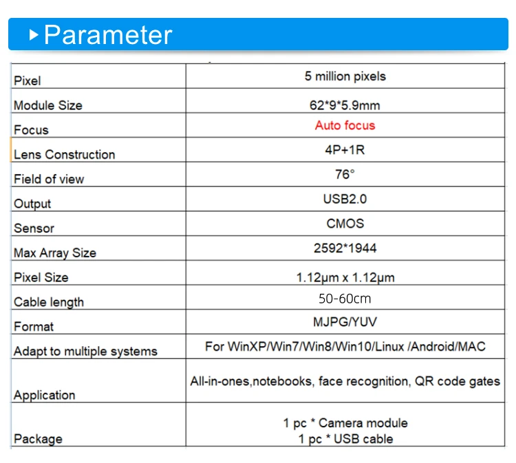 Enhance your visual experience with our 5MP Autofocus USB Camera Module. Perfect for laptops, computers, and all-in-one machines. Enjoy high-speed face recognition without the need for drivers. Upgrade your setup today! Description Image.This Product Can Be Found With The Tag Names Computer Office, Computer Peripherals, Usb camera module, Webcams