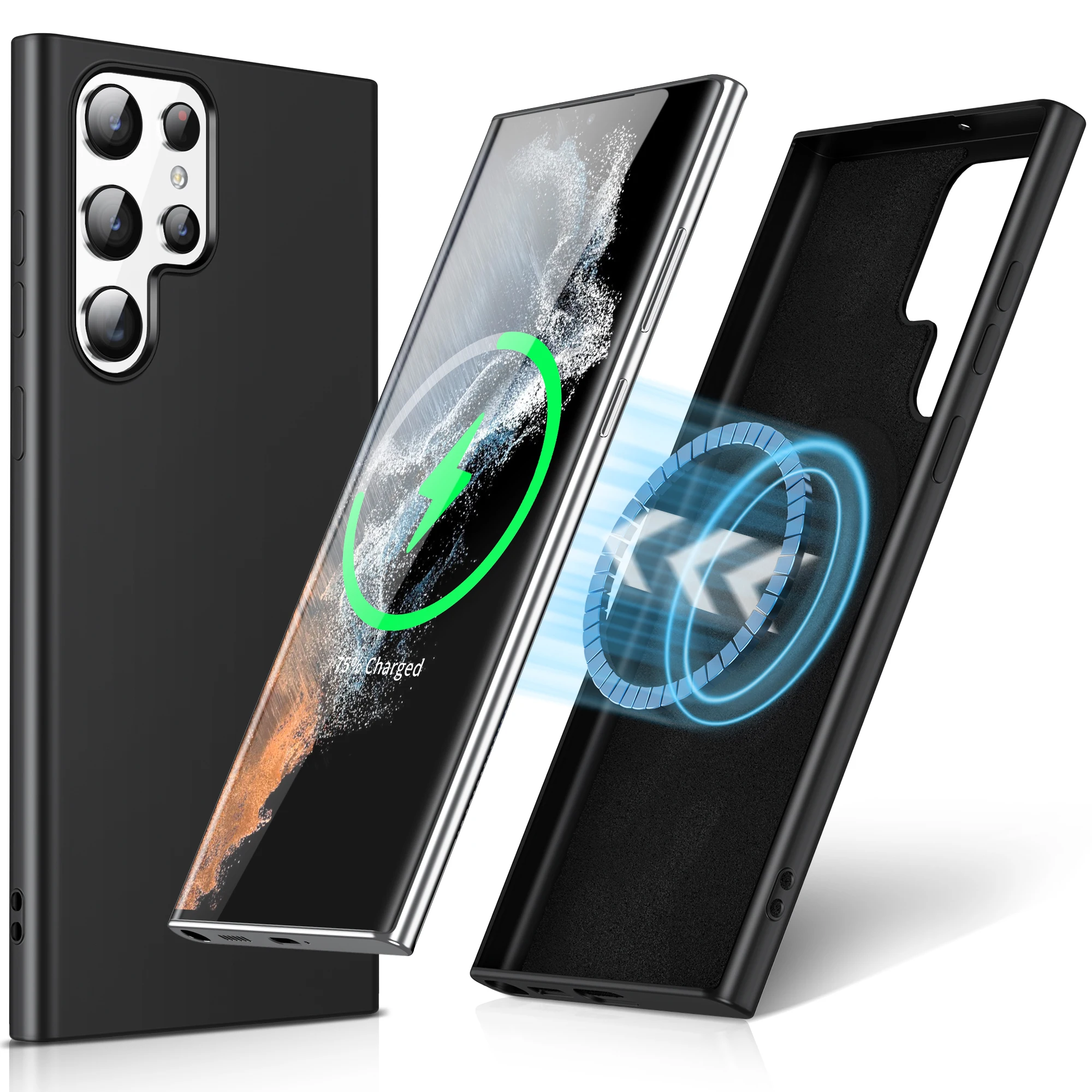 Zshow Magsafe Custodia Di Ricarica Wireless Per Samsung Galaxy S22 Ultra 5G Magnetic Liquid Slicone Slim Fit Cover Antiurto Per S22