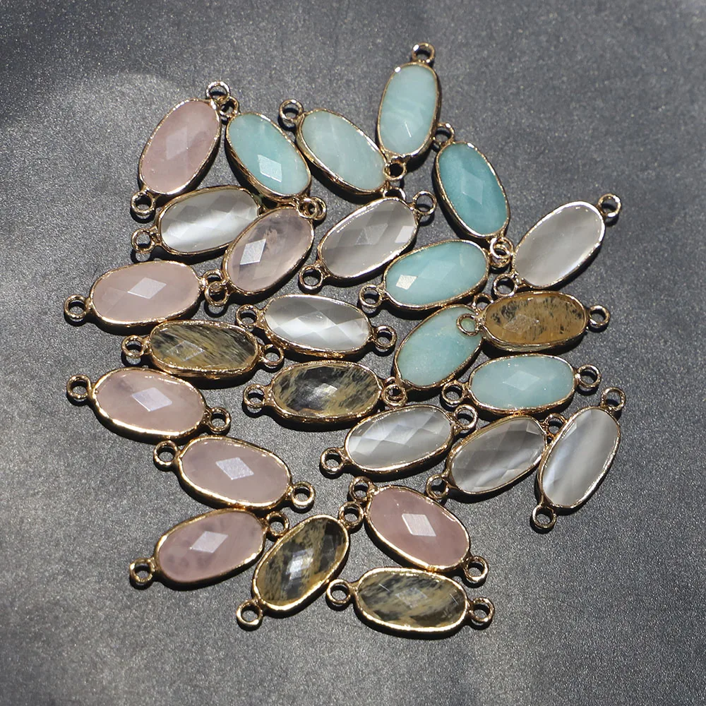 

Sell Natural Stone Exquisite Pendant Gold Plated Faceted Charms Making Necklace Bracelet Gift Jewelry Accessories Wholesale 6Pcs