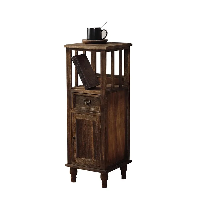 Simple locker small finishing bedroom solid wood bedside table small ins wind bucket cabinet American st