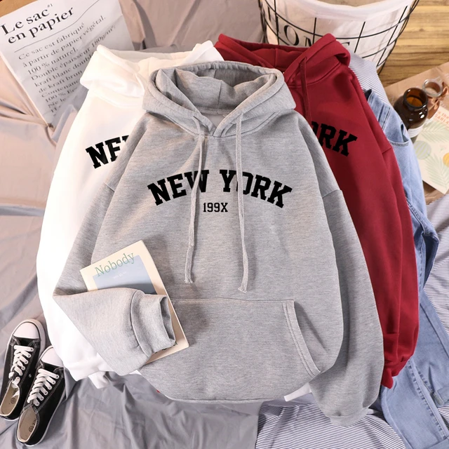 New York Women Sweatshirt, New York Print Hoodie Women