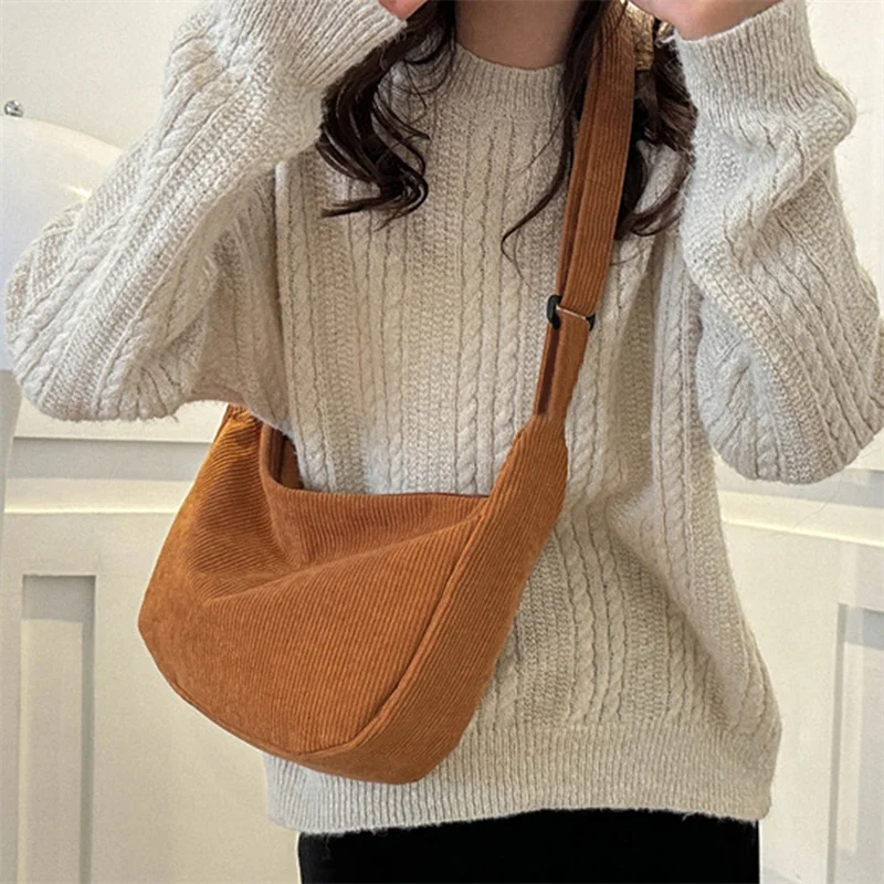 Corduroy Crossbody Bags For Women Large Capacity Shoulder Bag Fashion Purse And Handbags Solid Color Women Messenger Bag crossbody bag women handbags corduroy shoulder bag