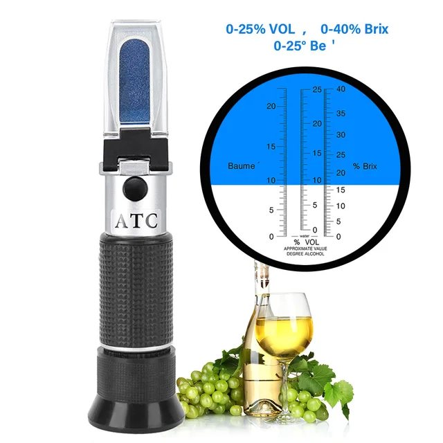 Rifrattometro Portatile Per Alcol Zucchero Brix 0-40% Alcol 0-25 - Foto 9