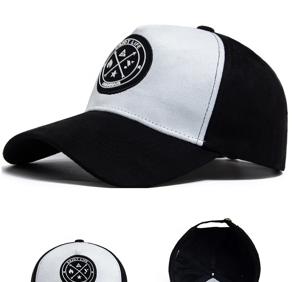 Mode Rund Leder Label Wildleder männer Baseball Kappe Frühling Herbst Hut Für Visier Casual Frauen Snapback Hip Hop Caps Unisex – Detail 6
