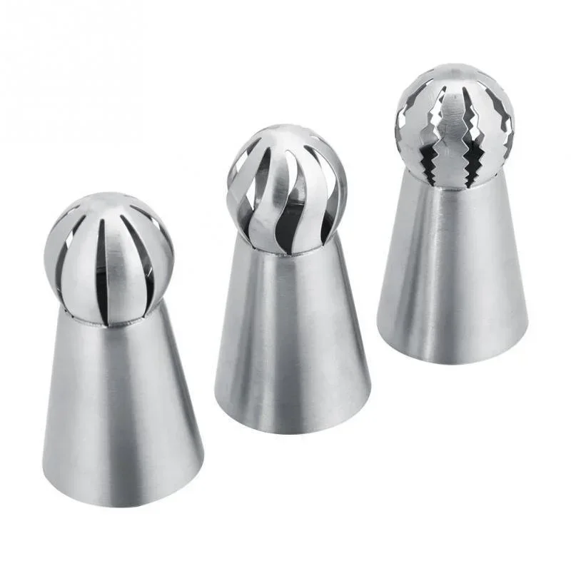 3Pcs/Set Stainless Steel Pastry Nozzle Russian Ball Pastry Nozzles Russian Icing Piping Nozzle Tips Cake Decoration Tools,cake decorating tip set,cake icing nozzles,baking nozzle set,cake decorating nozzle set