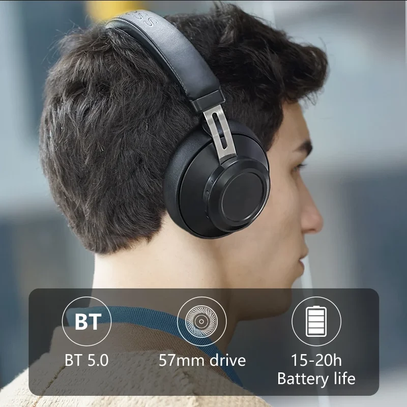 Bluedio Bt5 Fone de Ouvido sem Fio Bluetooth Fone de Ouvido com Fio sobre a Orelha Esporte Fone de Ouvido 57 mm Unidade 1520h Tempo de Jogo Mic para Chamada de Telefone - Image 3