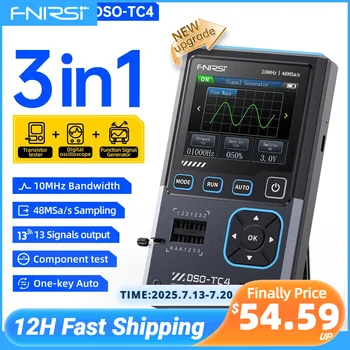 FNIRSI DSO-TC4 Strumento 3 in 1 nuova versione aggiornata Strumento di misurazione dei componenti elettronici 10 MHz 48 MS/s 1