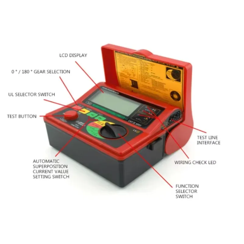AR5406 디지털 RCD 테스터 누설 전류 스위치 분석기 ELCB 회로 차단기 테스터 10 500mA