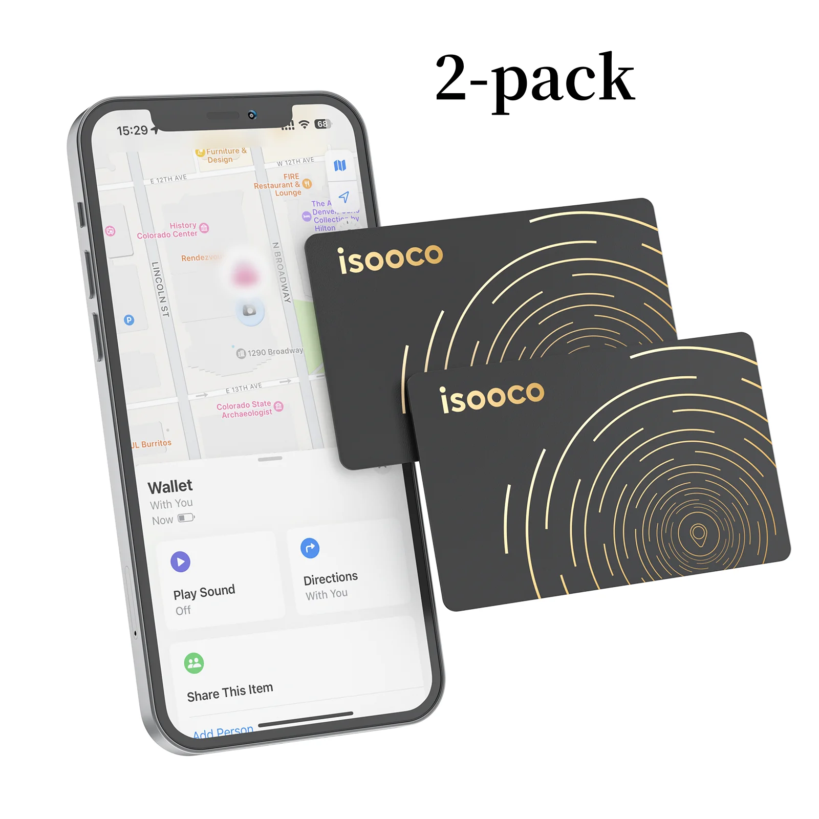 1/2Pcs isooco Wallet Finder Card GPS Tracker Smart Tags Anti-lost Alarm Device Bluetooth Locator Used with Find My (iOS only)