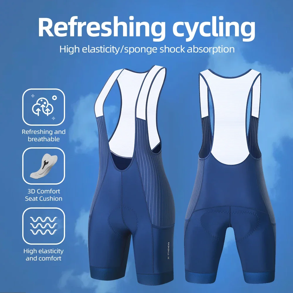 X-Tiger Summer Women's Pro Cycling Bib Pants Lycra MTB Road Bike Shorts Women's Cycling Suspenders with ST-MULTI Saddle