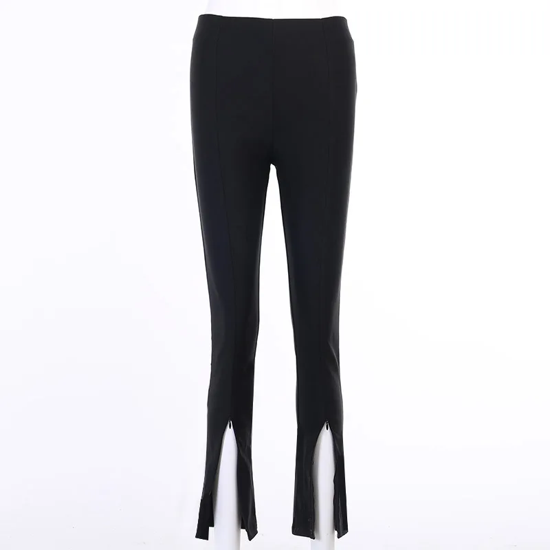 Ggbaofan Fashion Sexy Black High Waist Zipper Split Pants For Women Summer Skinny Femme Pantalon Streetwear Slim Trousers cropped leggings