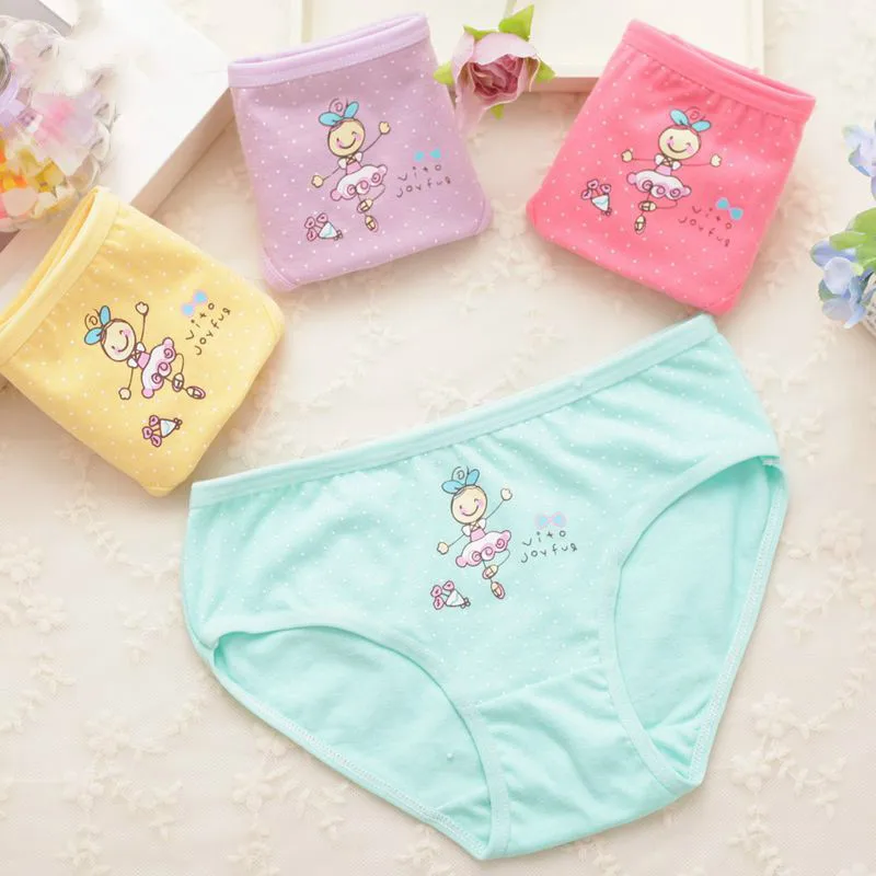 4pcs Girls Cotton Briefs Children Underwear Princess Girl Printing