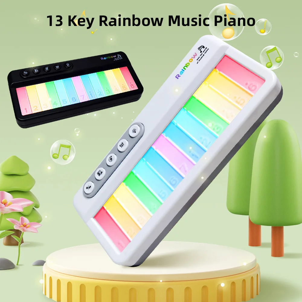 13 Key Colorful Music Keyboard Piano Musical Instrument Colorful Light Music Box Portable Piano Keyboard for Beginners