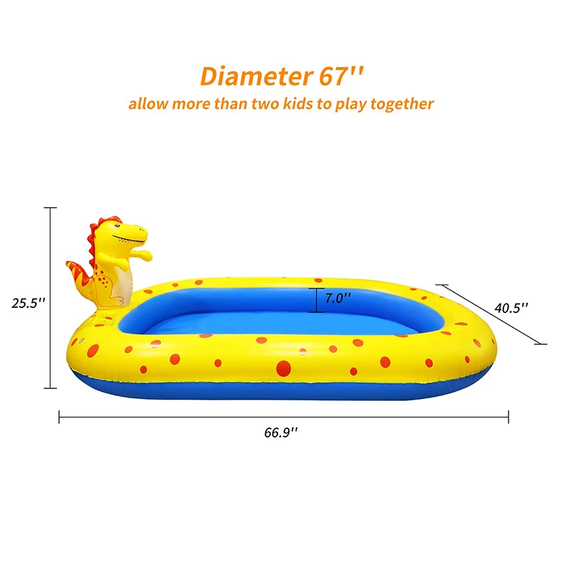 Children's Removable Swimming Pool Mat With Dragon Sprinkler Summer Above Ground Garden Inflatable Rectangle Pool Accessory