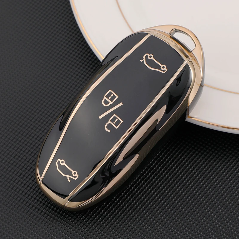 ontto Custodia intelligente per chiavi dell'auto, adatta per Tesla Model 3, modello Y, in silicone TPU, per chiavi, portachiavi, accessorio auto, colore grigio