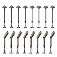 Outdoor Landscape Lighting Set Low Voltage Path Lights 8 Pack 3W 180 Lumen Pathway Lights with 8 Pack Spotlight 20W Halogen 176 1