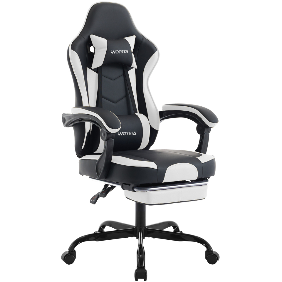 WOTSTA Gaming Chair with Footrest Gamer Chairs Ergonomic with Lumbar Cushion Headrest Chair Height Adjustable Computer Chair