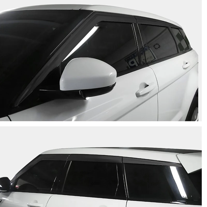 FIT For Land Rover Range Rover Evoque 2012- Black Chrome Door Window Visor Vent Shades Sun Rain Guard 6PCS waterproof