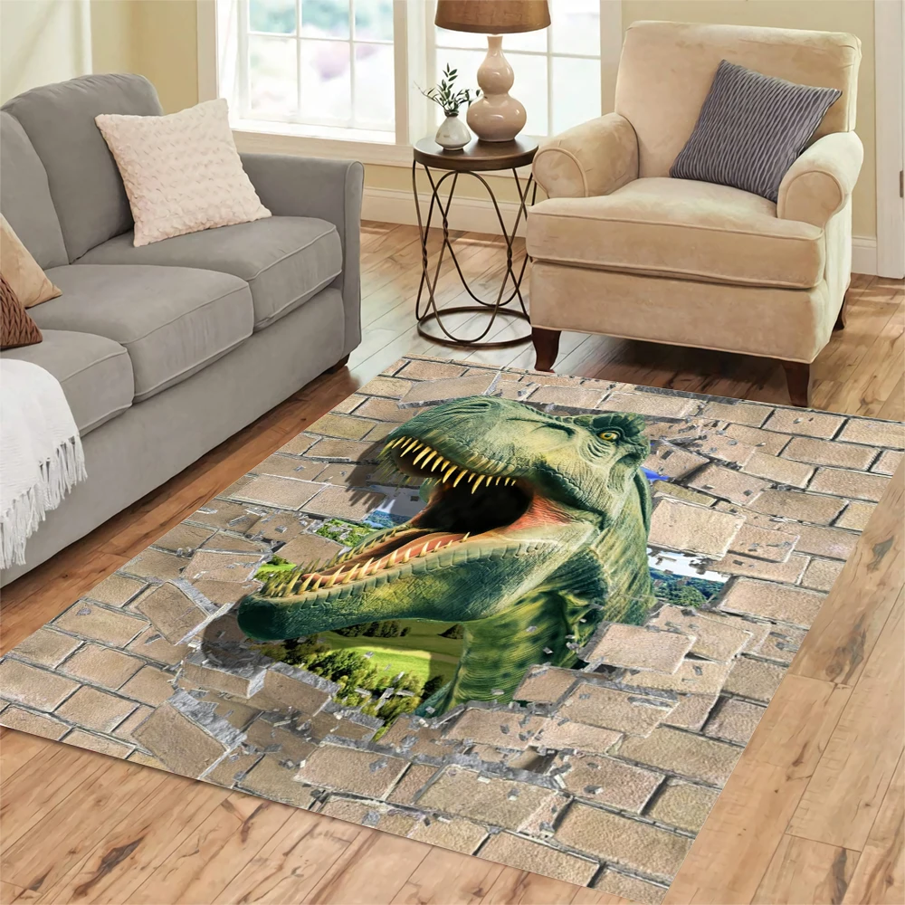 Cilocl New Trendy Carpet Tyrannosaurus Rex Creative 3D Printing Soggiorno Camera Da Letto Decorare Soft Area Carpet Kids Room Rug