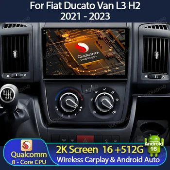 Autoradio Android 16 per Fiat Ducato Van L3H2 2021 2022 2023 con Carplay, GPS, NAVI, 4G, WIFI, Stereo Multimediale, Lettore Video QLED