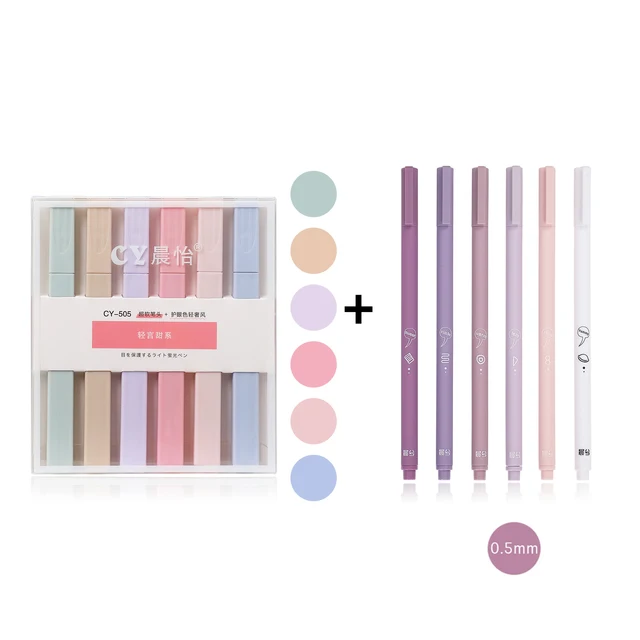 JIANWU 6pcs/set Creative cute morandi Simple small fresh gel pen kawaii Quick drying Cap neutral pen journal supplies Stationery gel pen mark pen G