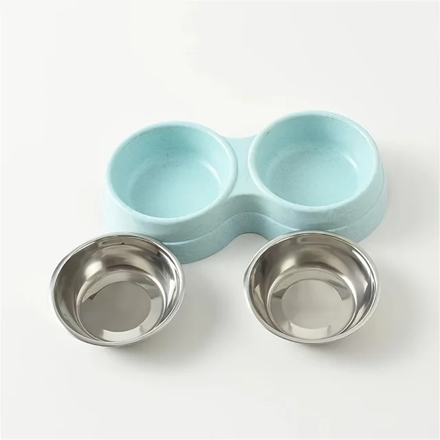 1 PCS Dual Bowl Stainless Steel Double Pet Bowls for Dogs and Cats - Non-Skid Base - Perfect for Food and Water - Easy to Clean 5