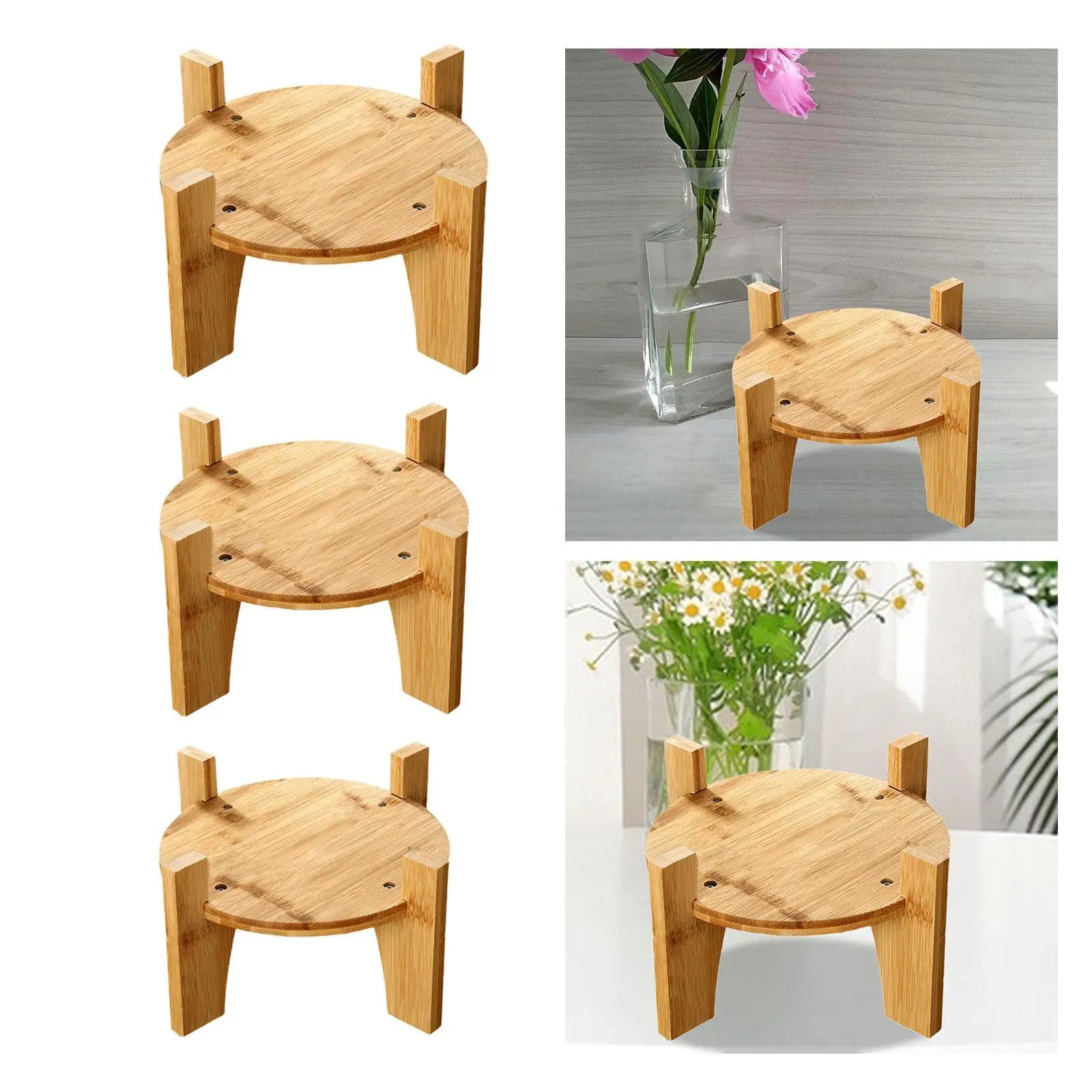 Beverage Dispenser Holder Wood Display Riser Glass Jug Rack Wood Stand Multipurpose Flower Pot Stand for Countertop Bars Home 4