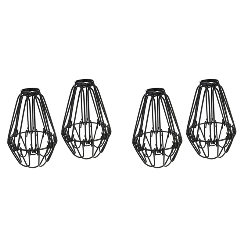 

HOT-Adjustable Wire Cage Lampshade, 4 Pack Metal Bird Cage Bulb Guard Island Pendant Lighting Fixture Drop Lamp Holder