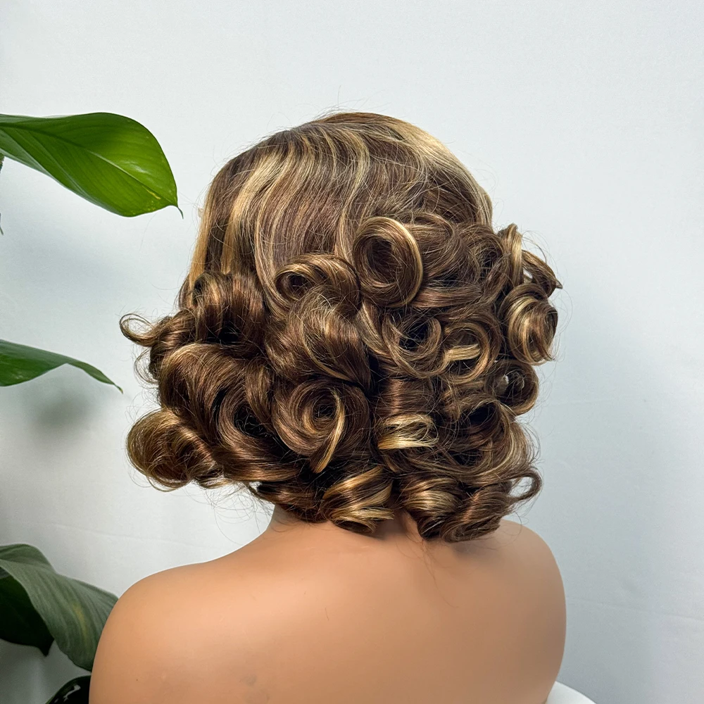 330% Demnsity 5x5 Lace Loose Bouncy Human Hair Wigs Loose Bouncy Curly Closure Human Hair Colorful Double Drawn Wig for Woman