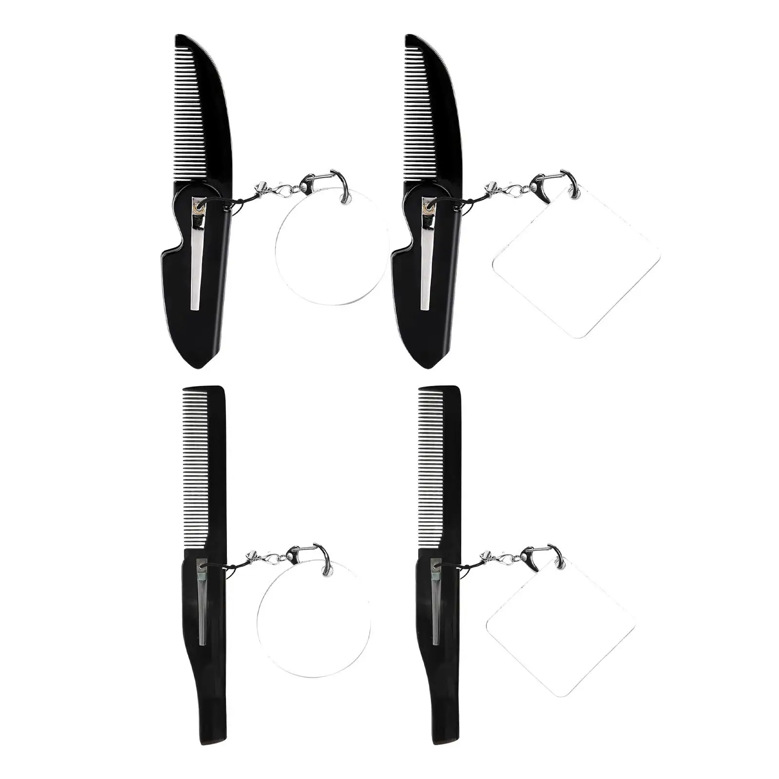 

Folding Pocket Comb for Men Easy to Use Durable Easy to Handle Beard Gift Accessories Portable with Small Acrylic Mirror