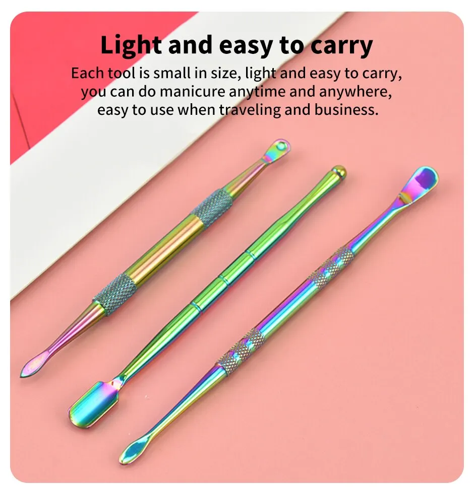 Manicure Tools Stainless Steel Double Head Non Slip Nail Cuticle Remover Accessories 5 PCS