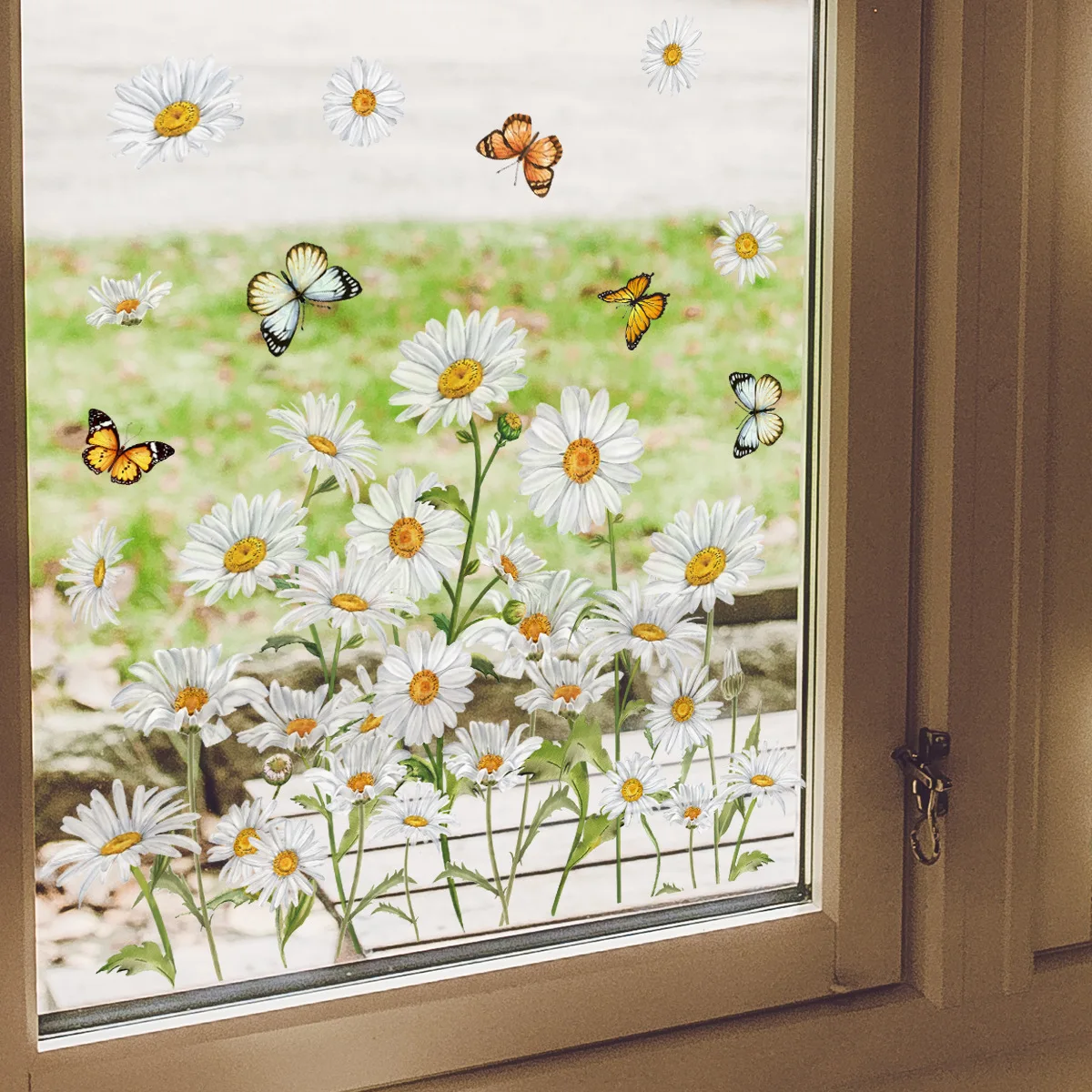 Fresh Daisy Window Stickers Electrostatic Stickers Butterfly Decorations Adhesive Free Double-sided Printing Window