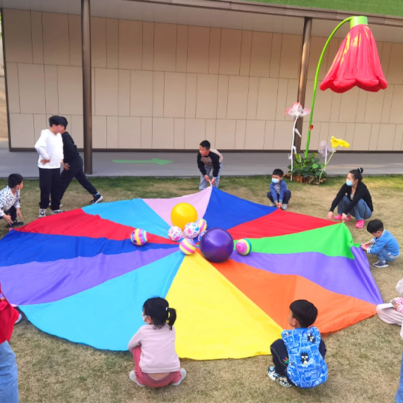 Outdoor team building and expansion activities in kindergarten game props children's sensory integration rainbow umbrella