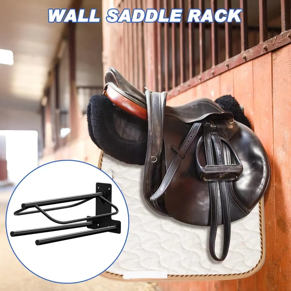 1 Pack Saddle Rack Wall Mount Saddle Stand Saddle Pad Rack Horse Tack Storage for Western Saddles Horses Blanket Accessories 2