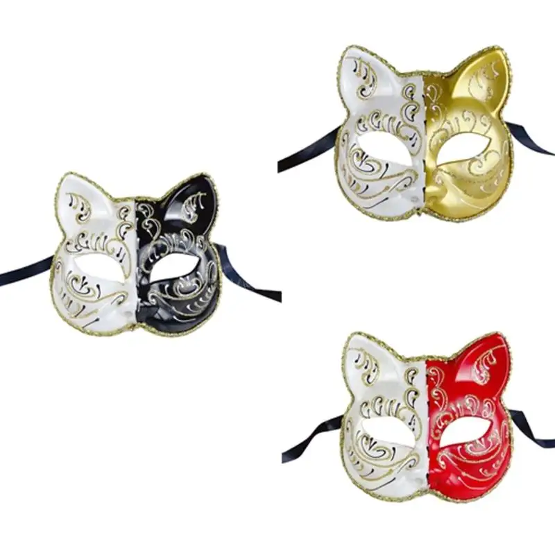 

Маска для лица кошек для женщин и мужчин, маскарадная вечеринка, маска кошки, косплей костюм, маскарадная маска, маска животного