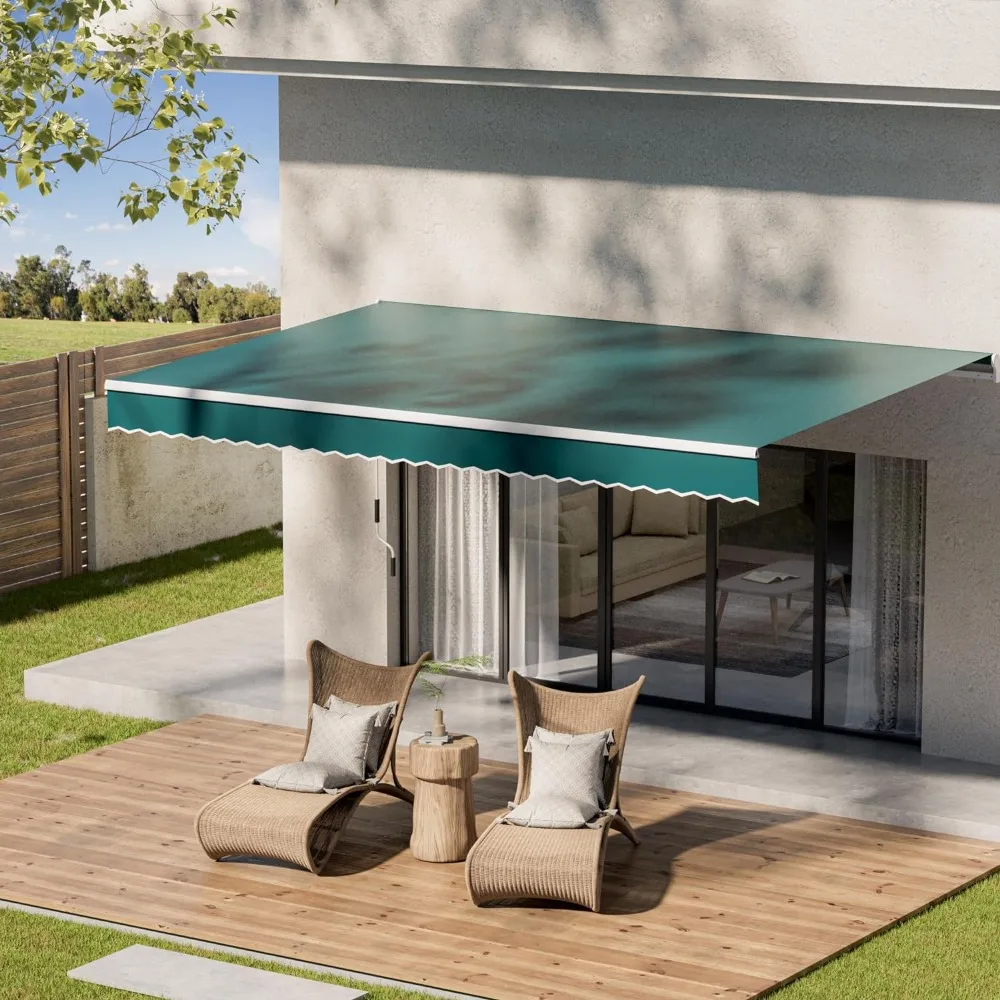 8.2'x6.5' Patio Awning Retractable Awning Sun Shade Awning Cover Outdoor Patio Canopy Sunsetter Deck Awnings with Crank Handle