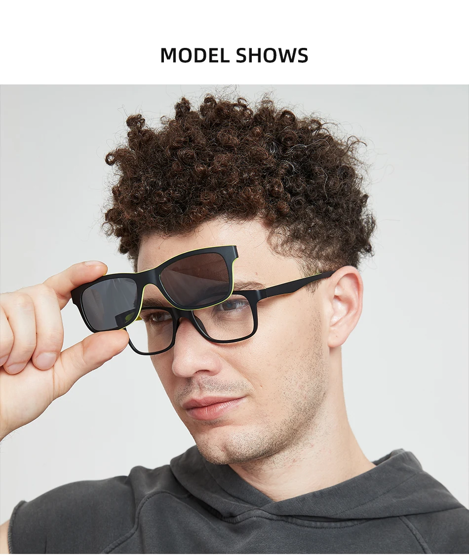 RS002 Magnetische Polarisierte Clip-Brillenfassung für Damen, TR90 Optische Kurzsichtigkeits-Clip-Brille, Fluoreszierende Brillenfassung – Detail 6