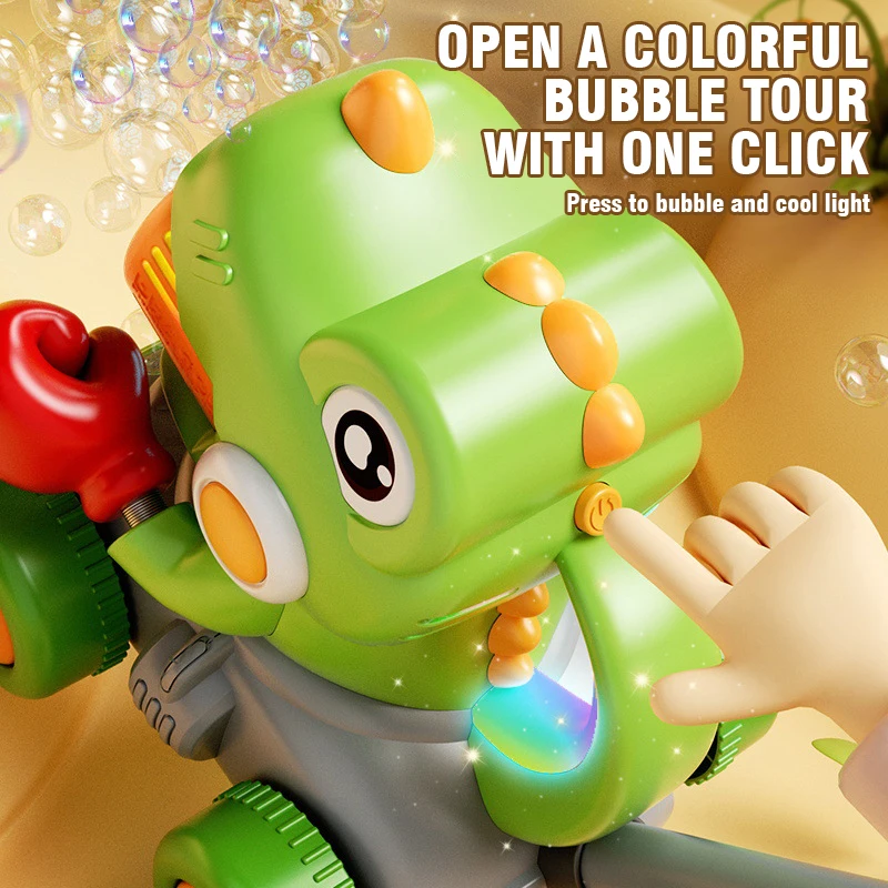 2025 Cute Bubble Machine Light Up Hand-Pushed Electric Dinosaur Rabbit Dog Bubble Guns Bubble Soap Blower For Kids Outdoor Toys