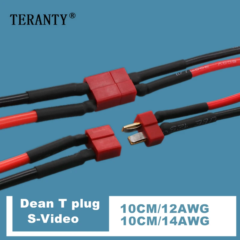 Deans T Stecker T Stecker Männlich Weiblich Stecker 10 cm 12AWG Hohe Qualität Verlängerung Silikon Draht Batterie Verbinden Kabel Großhandel