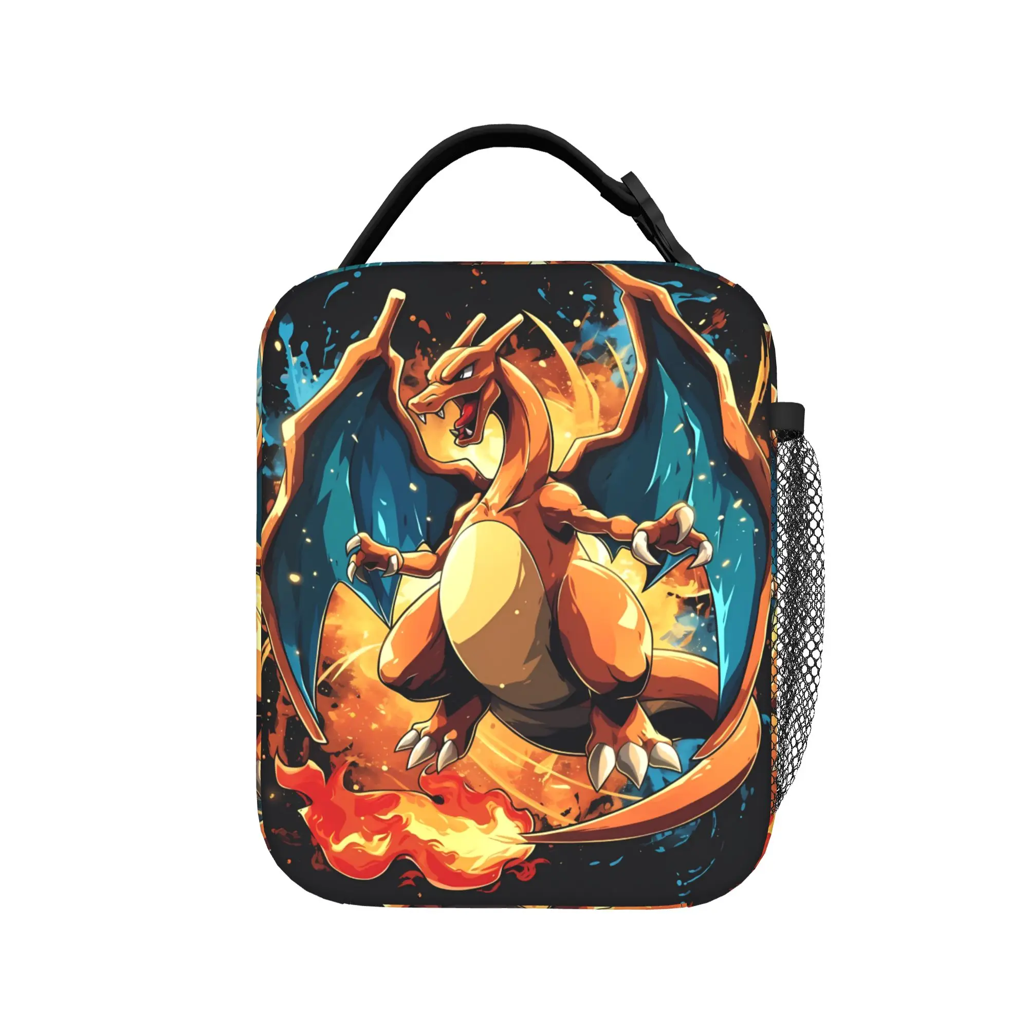 Charizard Battle Pose Anime Aesthetic Lunch Bag - Portable Oxford Cooler Box for Kids and Office