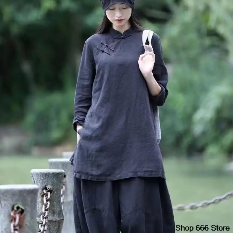 Women Chinese Shirt Traditional Chinese Women's Clothing Cotton Linen Top Chinese Ethnic Style Robe Retro Cheongsam Improved Han Suit Spring Summer women chinese shirt