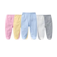 Infant Newborn Baby Boy Girls Pants 100% Cotton Pantihose Foot Binding Solid Color Trousers 0-12 Months 1