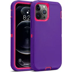 Military-Grade Shockproof Silicone Phone Case - Heavy Duty Slim Protective Cover, 2-Pack for iPhone 13 Pro (Purple pink case)