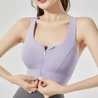 High Impact Front Zipper Sports Bra Shockproof Quick Dry Yoga Top for Women Running Vest Fitness Underwear