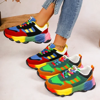 Women Running Sneakers Fashion Colorful Casual Sneakers Women Comfort Lace Up Outdoor Platform Shoes for Women Zapatos De Mujer 1