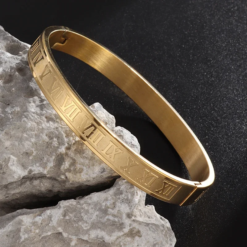 Stainless Steel Royal Roman Numeral Bracelet Men Women Jewelry Gifts